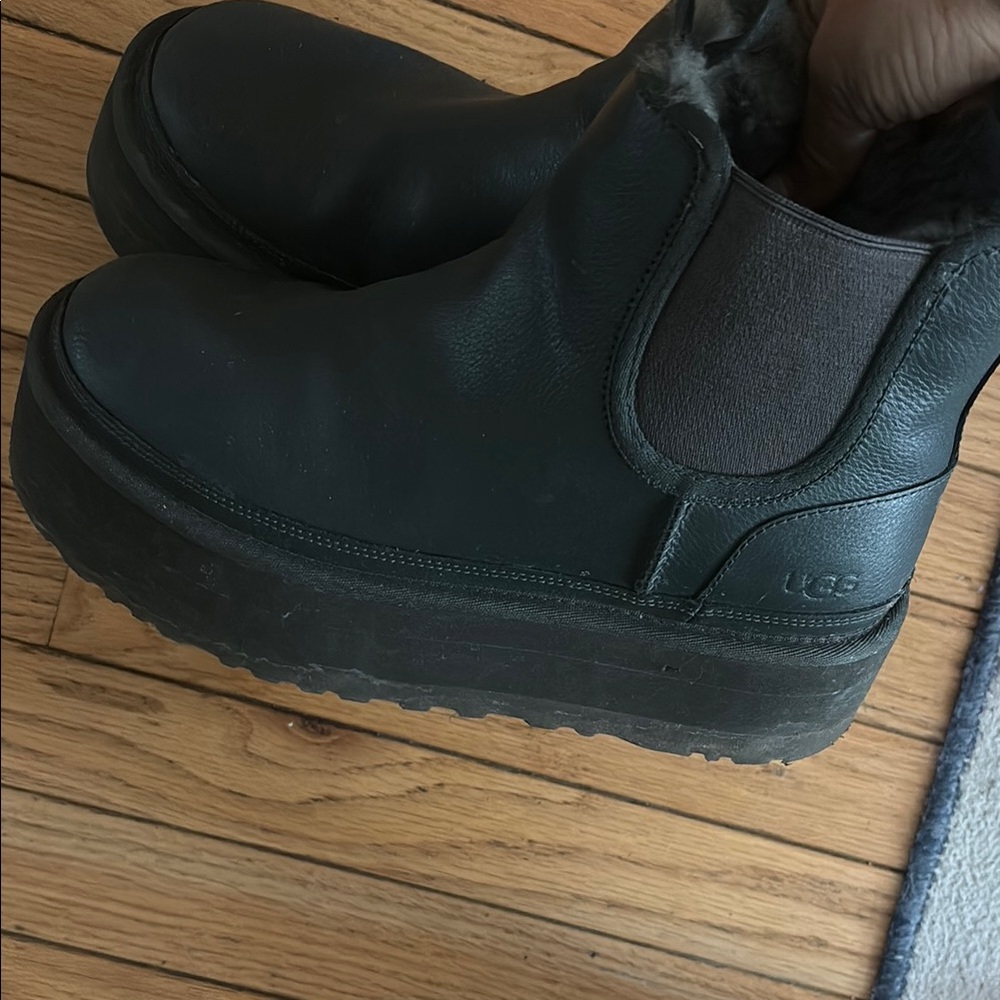 UGG Dark Leather Platform Boots